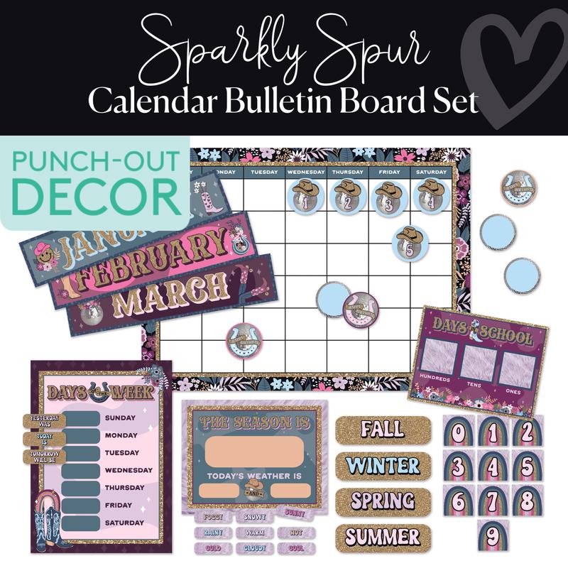 Disco Cowgirl Calendar Bulletin Board Set | Sparkly Spur